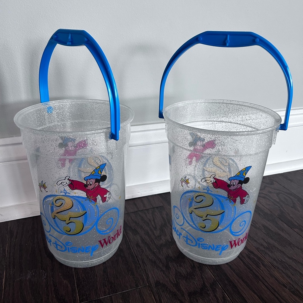 Disney World 25th Anniversary Mickey Mouse Popcorn Snack Buckets No Lids 12”